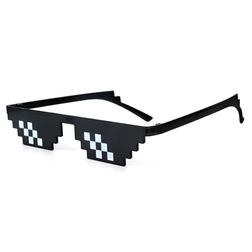 Yicadorn Glasses Pixel Sunglasses for Party Cool Weird Stuff Thug Life Novelty Disguise Halloween Sunglasses dress up Pixelated Mosaic Glasses for Men Women