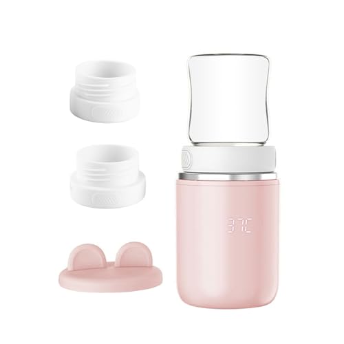 Chauffe-biberon nomade haut de gamme en acier inoxydable et ABS de nuance rose