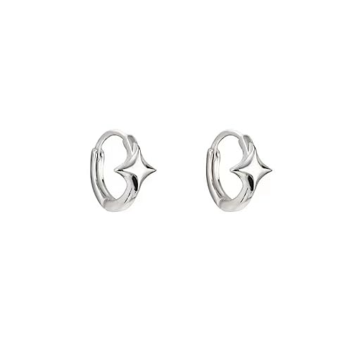 Minimalist Star Hoop Earrings for Women Girls 925 Sterling Silver Tiny Star Small Huggie Hoops 10mm Sleeper Cartilage Earrings Hypoallergenic
