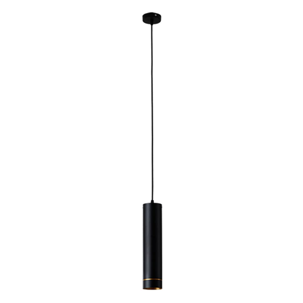 Lámpara colgante LED cilindro negro evita deslumbramientos en dormitorio con su tubo largo de techo