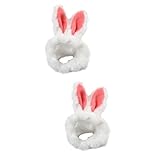 DOITOOL 2pcs Adorable Rabbit Ear Headband for Small Dogs Warm Pet Headdress Bunny Accessories Soft Pet Dress up