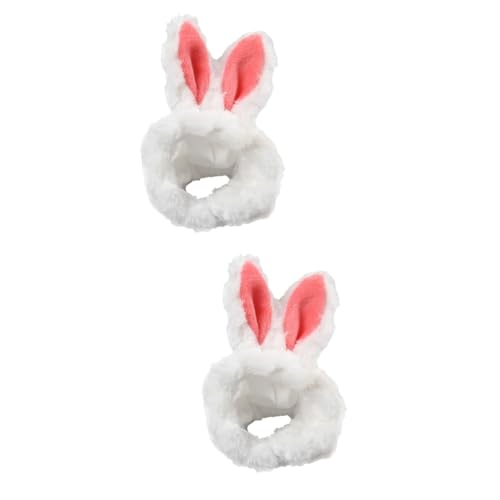 DOITOOL 2pcs Adorable Rabbit Ear Headband for Small Dogs Warm Pet Headdress Bunny Accessories Soft Pet Dress up