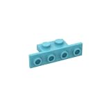 Gobricks 10201 - Staffa per piastra cardine 1 x 2-1 x 4, angoli arrotondati, 50 pezzi, compatibile con mattoncini Lego, colore: azzurro medio 046
