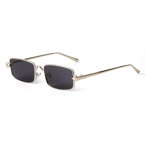 Rectangle Narrow 90's Sunglasses for Women Men Classic Vintage Slim Metal Frame Sun Glasses y2k Square Shades3