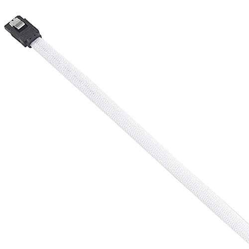 Cable SATA 3.0 para espacio reducido, conector en ángulo recto de nylon blanco de 50cm 4