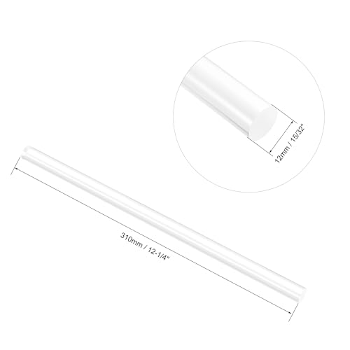 Image of uxcell Acrylic Round Rod, Clear,15 /32 inch Diameter 12-1 /4 inch Length, Solid Plastic PMMA Bar Stick 3pcs
