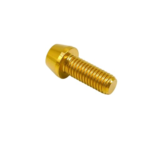 Image of RISON Titanium Bolts Ti Bolt M5*0.8 * 16 Hex Tapered Socket Head 5Pcs Gold Titanium Hex Tapered Head Bolt Screw for Bike stem