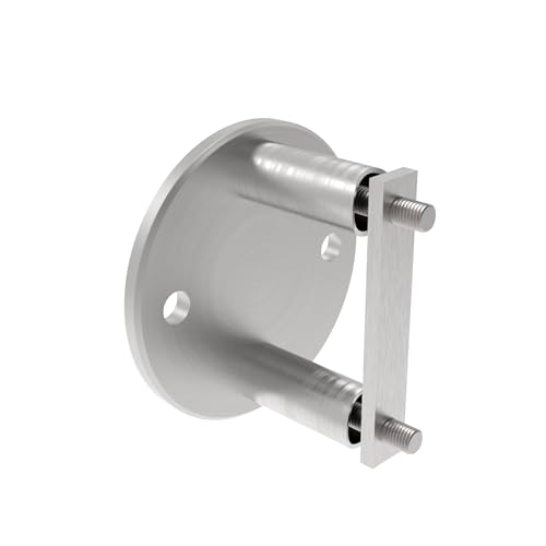 Sellon24® Anclaje de pared de acero inoxidable, redondo, poste de 42,4 mm, soporte para postes, conector redondo, soporte para tubos, estable, lateral, poste, montaje en pared, escaleras, anclaje