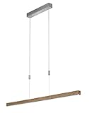 Fischer & Honsel Pendelleuchte Straßburg 1x LED 24,0 Watt, nickelfarben, Holz natur - bucheoptik3 Stufen CCT, höhenverstellbar, stufenlos dimmbar, 60283, 120 x 6 x 150 cm (LxBxH)