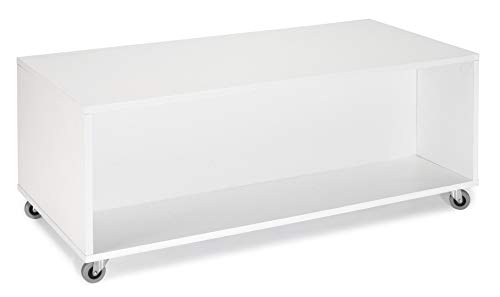 Miroytengo Mesa Centro NAD Color Blanco con Ruedas Mesa Baja salón Comedor 100x60x40 cm