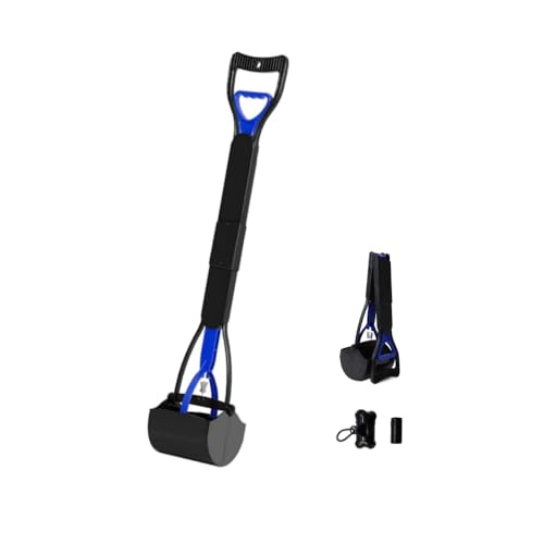 JINGUWU Pelle à déjections canines pour chiens de petite et grande taille, poignée de 81,3 cm de long, pliable, adaptée pour différentes surfaces