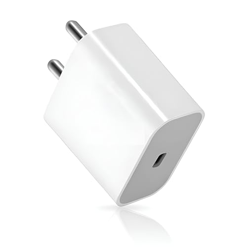 Image of 20W Type C Fast Charging for Cellular Phone 16e,16 Plus,16 Pro,16 Pro Max /15,15 Plus,15 Pro,15 Pro Max /14 /13 /12 with (6 Months Warranty) PD 3.0 USB-C 20 Watt Adaptor-White