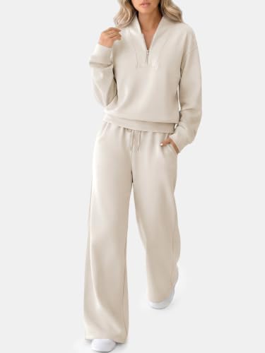 EFAN Womens Sweatsuits 2 Piece Lounge Sweat Sets Modal Blend Tracksuits | Comfort stretch fabric, airport travel outfits, matching set, mock neck half zip pullover sweatshirt, fall loungwear 2026 - image 4