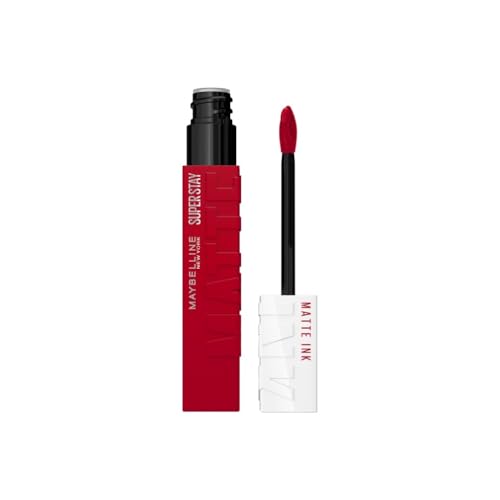 Maybelline New York Super Stay Matte Ink Flüssiger Lippenstift für 16H Halt, Mattes Finish, Kussecht & Wischfest ohne Abfärben, Hochpigmentierte Farbe, Nuance: 325 Shot Caller, 5ml