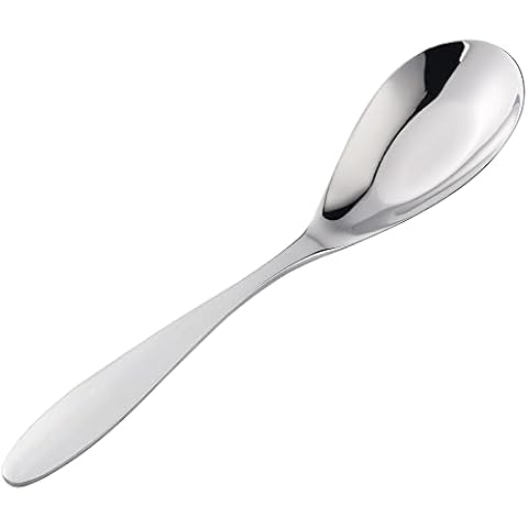 Soup Spoons, Large Silver Stainless Steel, Dining Flatware Spoons Set 5 PCS 7.4'' Cover