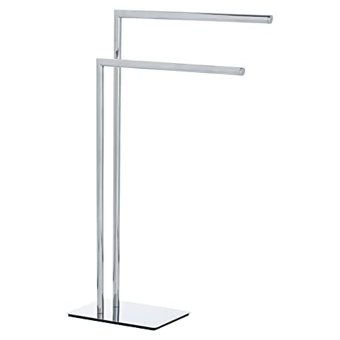 WENKO Handtuchhalter Recco, freistehender Handtuch-Ständer mit 2 parallelen Armen, standfeste Bodenplatte, verchromtes Metall, 48 x 80,5 x 20 cm Cover