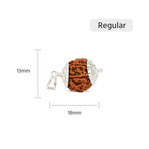 Image of Gemsmantra 7 Mukhi Rudraksha Bead With Pendant in 92.5 Sterling Silver | Regular Size | Original Nepali | Natural and Lab Certified | Represents Goddess Lakshmi, Enhances Wealth, Prosperity & Success For Men & Women