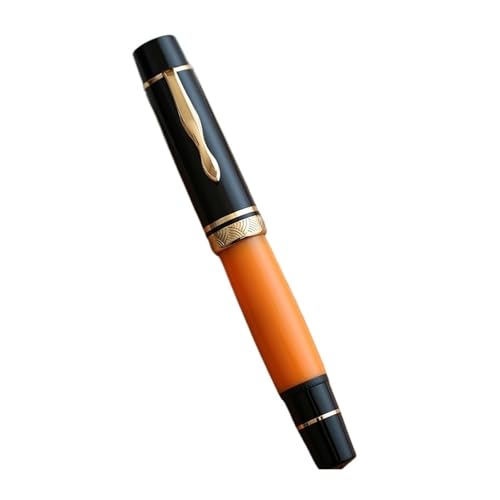 Stylo plume cadeau en résine orange avec mécanisme à piston en laiton