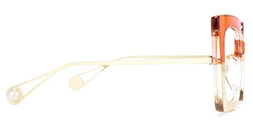 Image of Zeelool Chic Oversized Thick Square Eyeglasses Frame for Women with Non-prescription Clear Lens Qatar ZOP01892-05 Orange