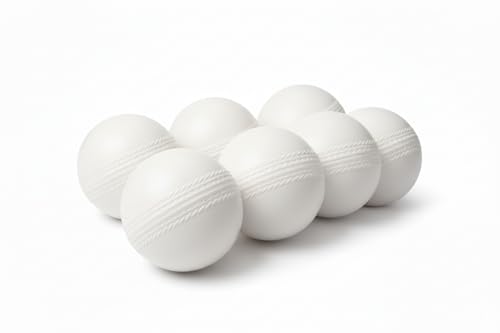 Image of Kizlo 80GM Heavy Plastic Cricket Training Ball - Hard Plastic Unbreakable Ball for Bowling, Batting & Bounce Drills (White, Set of 10)