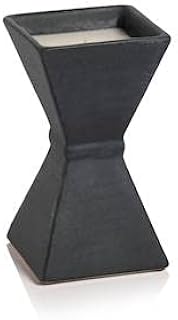 Zodax Sandalwood Leaf and Tobacco Black Trapezoid Earthenware 7 oz Scented Candle