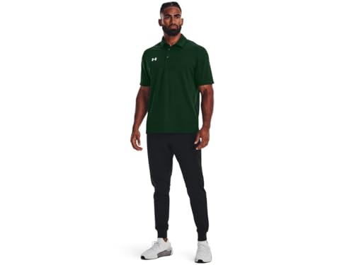 Under Armour Tech Team Mens Short Sleeve Polo Shirt 2XLT Forest Green-White3