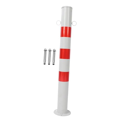 Bolardo rojo y blanco con doble anillo para evitar accesos indebidos 3