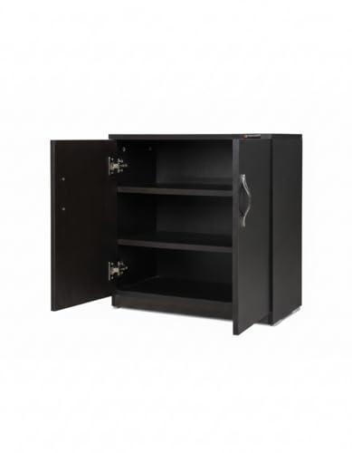 Image of Wooden Shoe Rack with Doors | Closed Shoe Cabinet for Entryway, Living Room & Bedroom | Compact Footwear Storage Organizer (L 60 x B 32 x H 60 cm, Dark Wenge, 3 Shelves) DIY