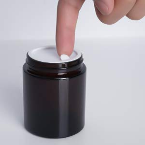 12 pack 4oz Empty Amber Glass Round Jars bottles with White Inner Liners and black Lids.Glass Jars Prefect for Cosmetics and Face cream Lotion.