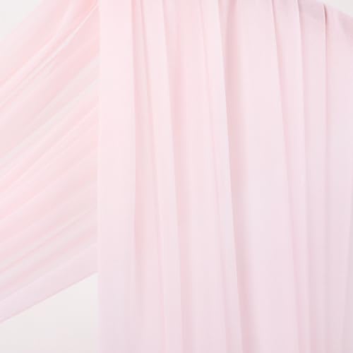 Image of Socomi Blush Pink Wedding Arch Draping Fabric 29 inch x 20Ft 4 Panels Sheer Outdoor Curtain Drapes Extra Long for Bridal Baby Shower Ceremony Birthday Party Decor
