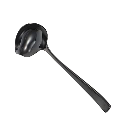 Osaladi Small Ladle Sauce Ladle Stainless Steel Drizzle Spoon With Spout Gravy Soup Ladle Dessert Decorating Spoon Duckbill Hot Pot Spoon For Gravies Dressings Kitchen Utensil Black Sauce Spoon #TOP21