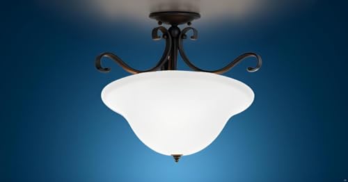 Image of Aspen Creative 25007-64-1 Replacement Frosted Glass shade for Flush Mount or Semi-Flush Mount, 1 /2 inch Central Hole,12-7 /8 inch Diameter x 5 inch Height