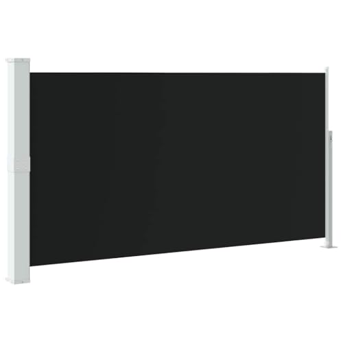 Store latéral extensible brise-vue noir 170 x 300 cm rétractable avec fixation acier