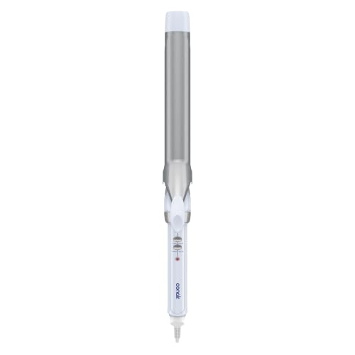 Image of Conair Double Ceramic 1 -Inch XL Barrel Curling Iron, Blue /Silver | Extra-long 7.5-in. barrel (1.25 in.) styles loose curls on medium and long hair