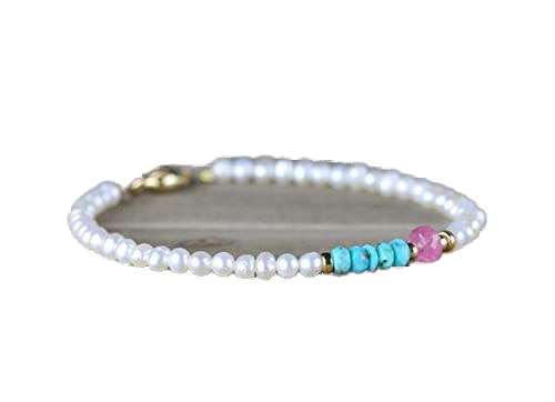 Bracelet perles de culture et saphir rose LKBEADS, le cadeau précieux et attentionné
