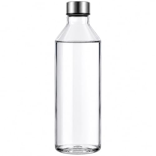 Image of Glass Water Bottle 750ml with Stainless Steel Screw Cap | Reusable Transparent Drinking Bottle for Home, Office, Gym, School, Travel & Refrigerator |