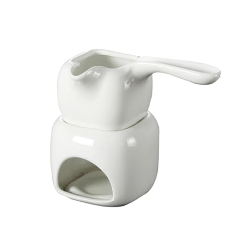 NAMOARLY Ceramic Chocolate Melting Pot with Stand for Cheese Butter and Desserts for Home Bakery and Outdoor Events Sturdy and Design for Easy Melting