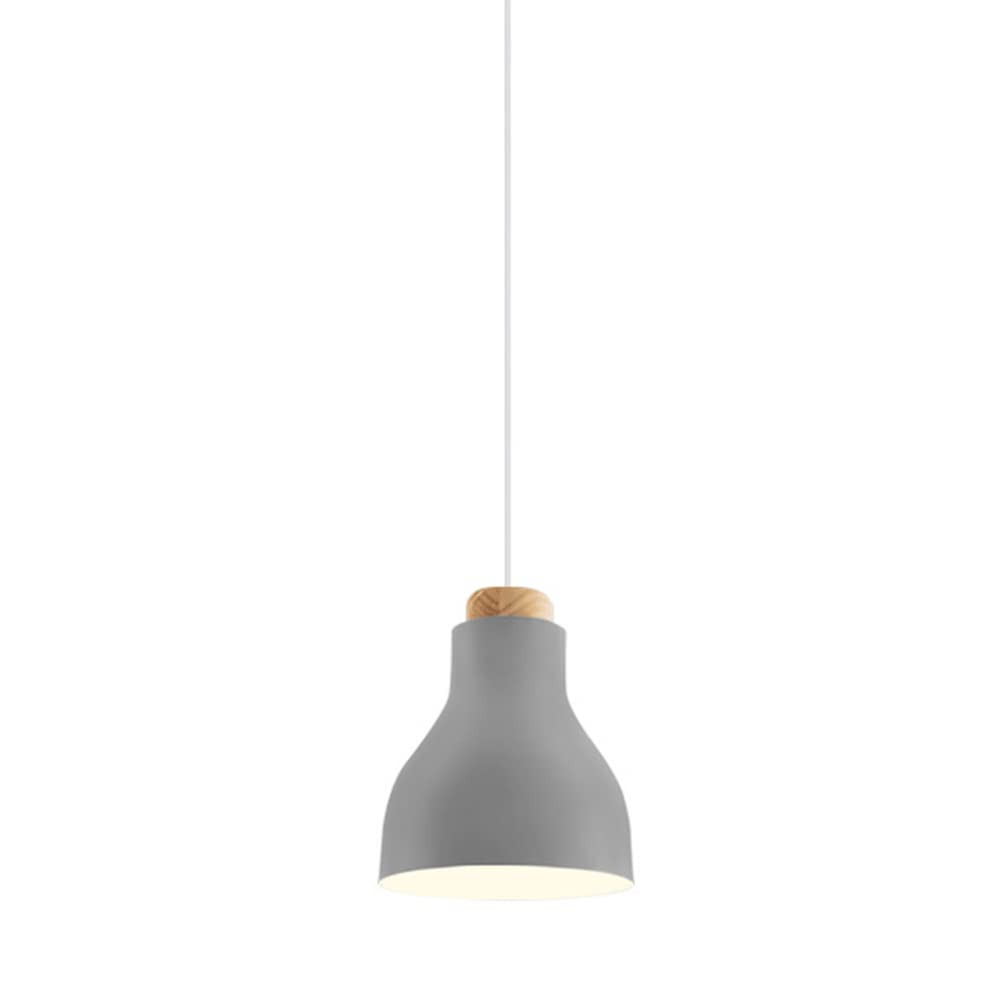 Lustre suspension cylindrique en bois et métal avec luminaire suspendu réglable pour salon