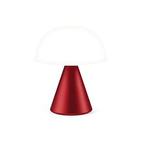 Lexon Mina M Mushroom Lamp - Portable Bedside Light for Bedrooms, Kids & Nursery - 9 LED Color Rechargeable Table Lamp with 24h Light & Dimmer, Medium - Dark Red Cover