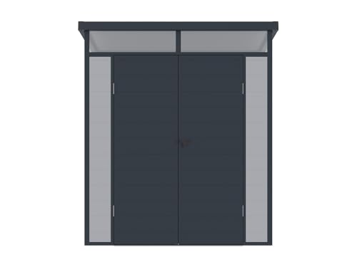 Vente-unique-Caseta de jardín de Resina Gris 3,65m² con Suelo - MINARO