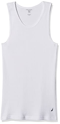 Nautica Men's 4 Pack Ribbed Cotton Tank Undershirts