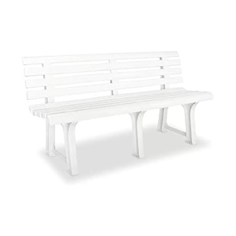 Banco de jardín de plástico de 3 plazas Tomaino (blanco) Cover