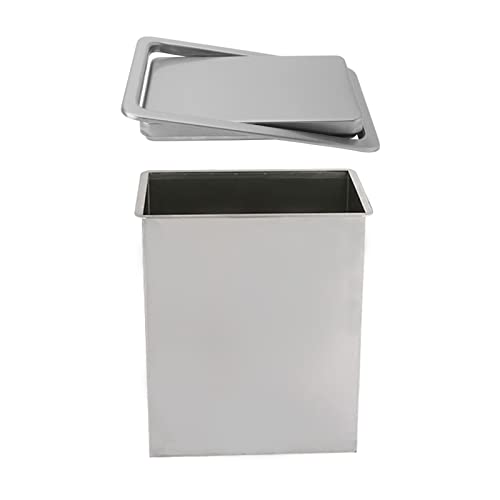 Cubo de Basura pequeño Empotrado para encimera con Tapa de Solapa de Equilibrio, Superficie cepillada integrada, Cubo de Basura Rectangular de Acero Inoxidable 304, 13 l