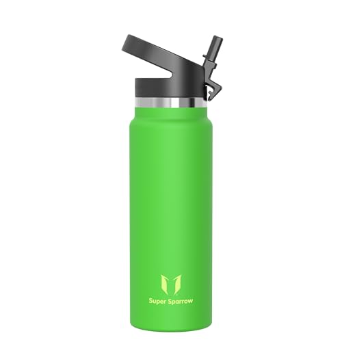 Super Sparrow Water Bottle Insulated - 1000ml - Wide Mouth Metal Bottle - Wide Mouth SwivelSip Flask - BPA Free, Leak Proof - Ergonomic Straw Water Bottles for Work, Gym, Travel, Sports
