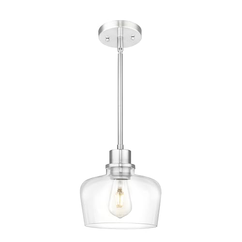 Emak Brushed Nickel Pendant Lights, Modern 8 Inch Clear Glass