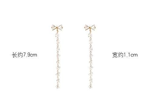 Boucles d'oreilles de mariée pendantes légères anti-allergie avec longues franges fluides - 2