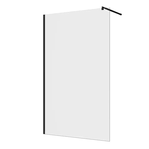 Parete Doccia Walk In 150 Cm Vetro Temperato Trasparente 8Mm Anticalcare Alluminio Nero Opaco Braccio Telescopico - 6