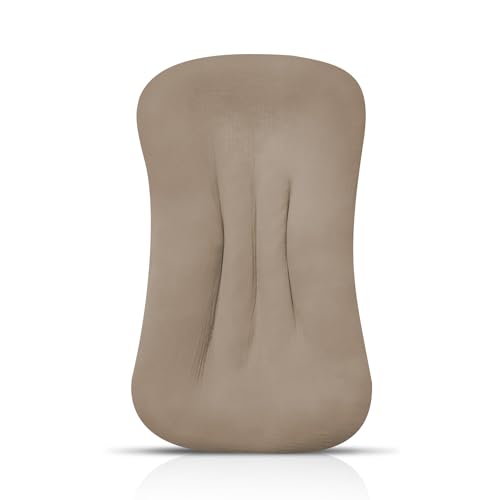 Image of Muslin Baby Lounger Cover Organic Cotton Removable Slipcover Fits Infant Lounger Pillow Soft Comfortable Newborn Padded Lounger Cover Floor Seat Cover for Boys and Girls (Brown)