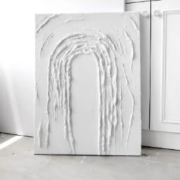 Peinture à l'huile abstraite moderne blanche beige sur toile 70x100cm