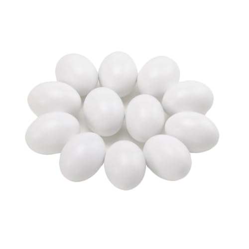 HSONAIGEE 12 Pieces White Wooden Egg, Wooden Fake Eggs Wood Easter Egg for Crafts Wood Eggs Decor Easter Basket Decoration